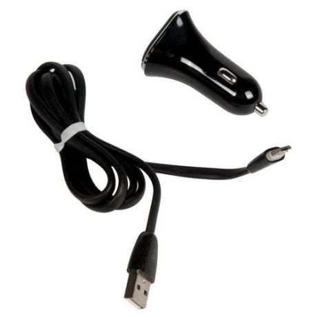 Автомобильная зарядка (от прикуривателя) More choice AC22m, два разъема USB, кабель Micro USB, 2.4A, черный