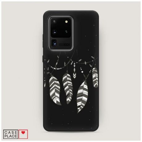 Чехол силиконовый Матовый Samsung Galaxy S20 Ultra Гирлянда из перьев 3