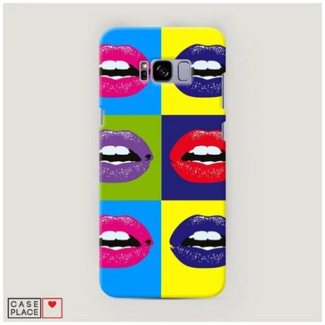 Чехол Пластиковый Samsung Galaxy S8 Plus губы разноцветная помада