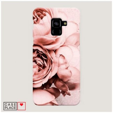 Чехол Пластиковый Samsung Galaxy A8 2018 Пыльно-розовые пионы