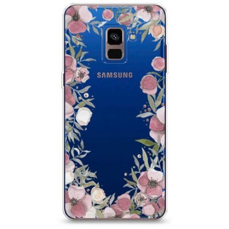 Силиконовый чехол "Розовые цветочные уголки" на Samsung Galaxy A8 2018 / Самсунг Галакси А8 2018