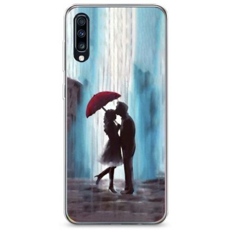 Силиконовый чехол "Влюбленная пара под зонтом" на Samsung Galaxy A70 / Самсунг Галакси А70