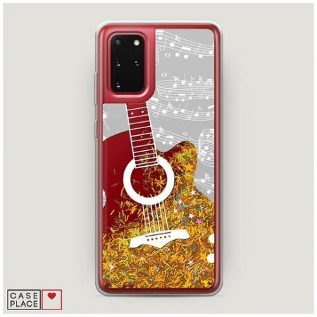 Чехол Жидкий с блестками Samsung Galaxy S20 Plus Прозрачная гитара