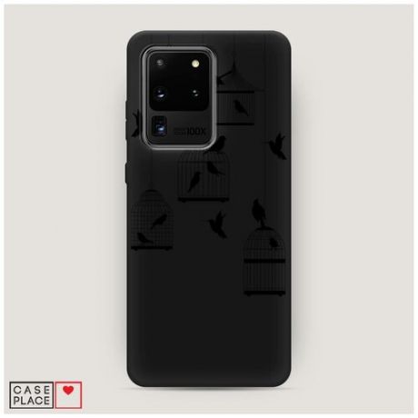 Чехол силиконовый Матовый Samsung Galaxy S20 Ultra Клетка с птицами графика