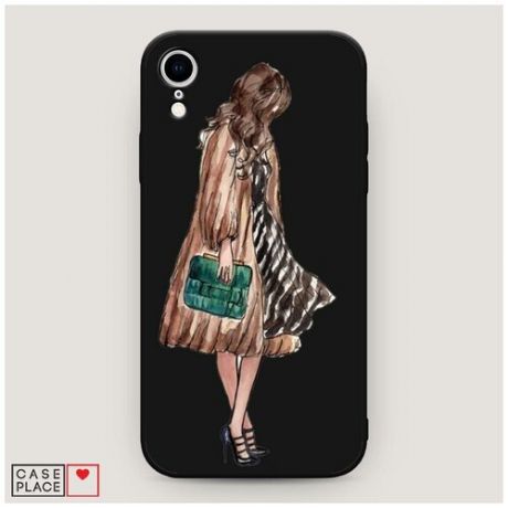 Чехол силиконовый Матовый iPhone XR (10R) Девушка с зеленой сумкой