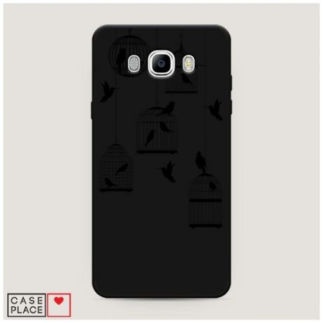 Чехол силиконовый Матовый Samsung Galaxy J7 2016 Клетка с птицами графика