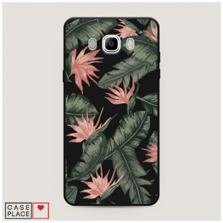 Чехол силиконовый Матовый Samsung Galaxy J7 2016 Цветочная пальма фон
