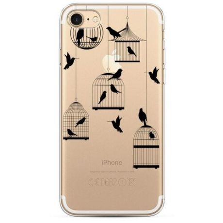 Силиконовый чехол "Клетка с птицами графика" на Apple iPhone 8 / Айфон 8