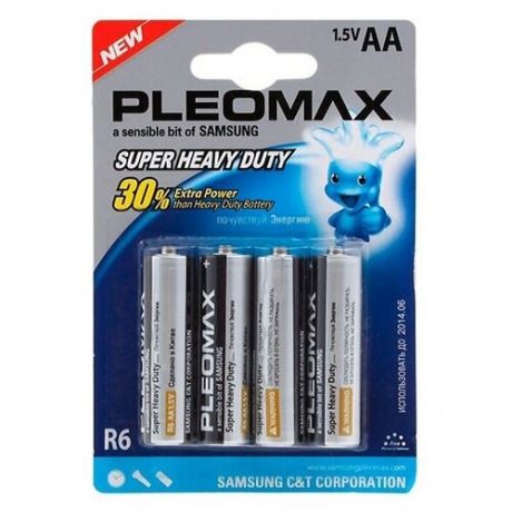 Батарейка Pleomax Super Heavy Duty R6 BL4, 4 шт.