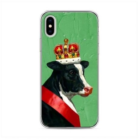 Силиконовый чехол "Коровка в шарфе" на Apple iPhone X (10) / Айфон Икс (Десять)