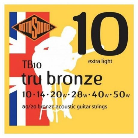 Струны для акустической гитары ROTOSOUND TB10 STRINGS 80/20 BRONZE