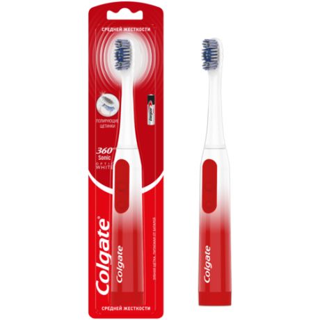 Зубная щетка «Colgate 360˚ Sonic Optic White», питаемая от батарей, средней жесткости