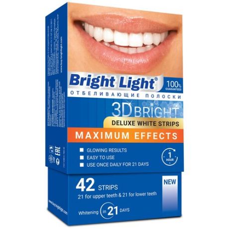 Обеливающие полоски Bright Light Maximum Effects Профессиональные, 42 шт