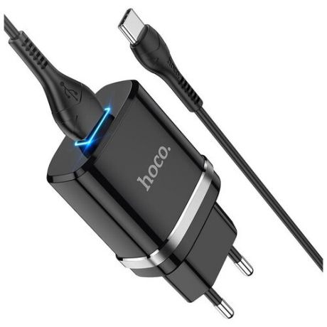 Зарядное устройство HOCO N1 Ardent USB + Кабель USB-Type-C, 2.4A, черный