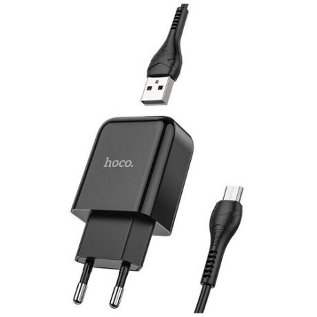 Зарядное устройство HOCO N2 Vigour single USB + Кабель USB-Micro, 2A, черный