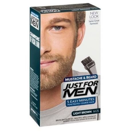 Just for men - краска для бороды Light Brown m25 в комплекте с кисточкой