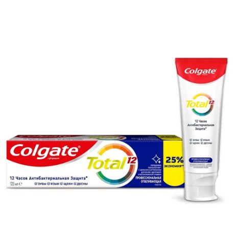 Зубная паста Colgate Total 12 Профессиональная Отбеливающая комплексная антибактериальная, 125 мл