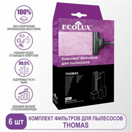 Ecolux Комплект фильтров для пылесосов Thomas Twin, Twin TT, Genios, Synto E061T