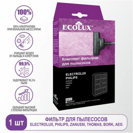 Ecolux Hepa-фильтр для пылесосов Electrolux, Philips, Zanussi, AEG E001E