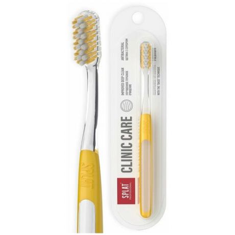 Зубная щетка SPLAT Professional CLINIC CARE сплат профессиональная средней жесткости желтого цвета щетка для зубов 1 шт