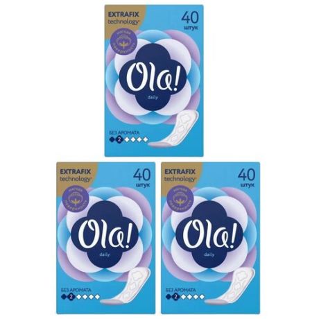 Комплект Ola! DAILY Прокладки женские гигиенические впитывающие на каждый день 40 шт/упак. х 3 упак.