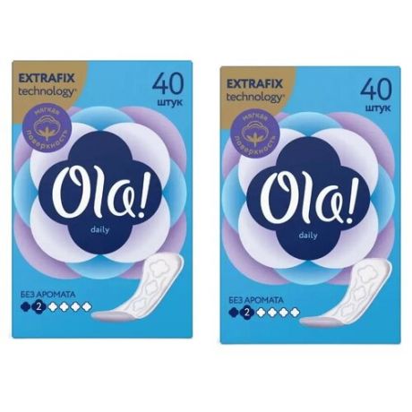Комплект Ola! DAILY Прокладки женские гигиенические впитывающие на каждый день 40 шт/упак. х 2 упак.