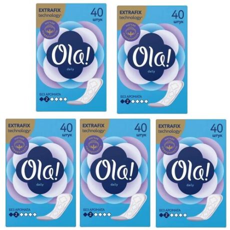 Комплект Ola! DAILY Прокладки женские гигиенические впитывающие на каждый день 40 шт/упак. х 5 упак.