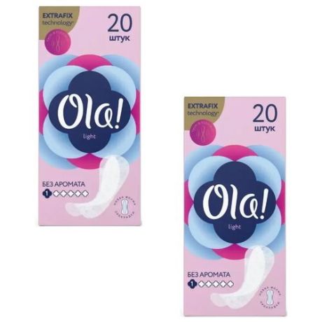 Комплект Ola! LIGHT прокладки тонкие женские ежед. стринг-мультиформ без аромата 20 шт/упак.х2 упак.