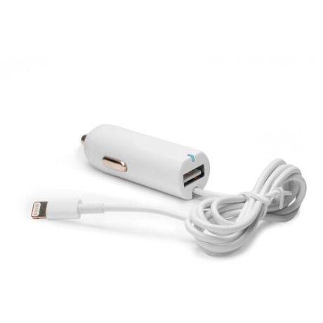 Автозарядка Lightning c USB-портом 2.1A Apple iPhone X, iPhone 8 Plus, iPhone 7 Plus, iPhone 6 Plus, iPad, iPod. Замена: HJ3J2ZM/A. Белая