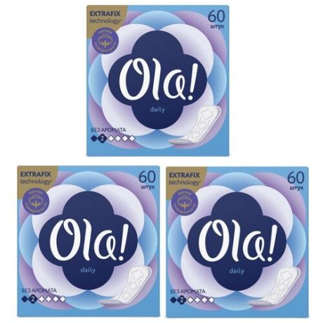 Комплект Ola! DAILY Прокладки женские гигиенические впитывающие на каждый день 60 шт/упак. х 3 упак.