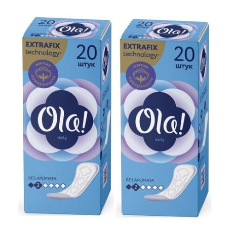 Комплект Ola! DAILY Прокладки женские гигиенические впитывающие на каждый день 20 шт/упак. х 2 упак.