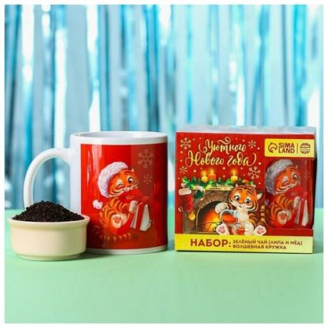 Подарочный набор "Уютного Нового года": чай "Липа и мёд" 50 г кружка 300 мл.