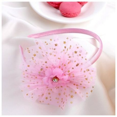 Выбражулька Ободок для волос "Малышка" 1 см звёзды, цветок, розовый