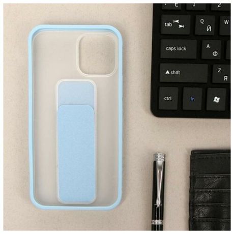 Чехол LuazON для iPhone 12/12 Pro, с ремешком- подставкой, пластиковый, голубой 6852563