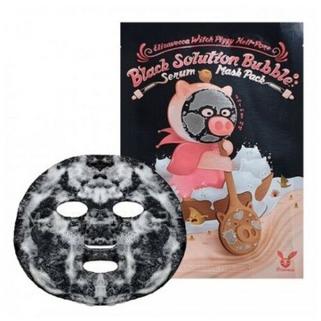 Тканевая пузырьковая маска ELIZAVECCA Witch Piggy Hell-Pore Black Solution Bubble Serum Mask