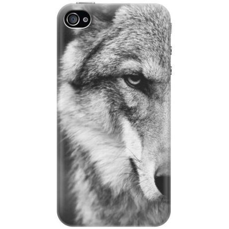 Cиликоновый чехол на Apple iPhone 4 / 4S / Эпл Айфон 4 / 4С с принтом "Спокойный волк"