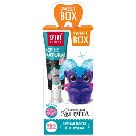 Детская зубная паста SPLAT Junior Sweet Box Bubble Gum с игрушкой в наборе, 20 мл