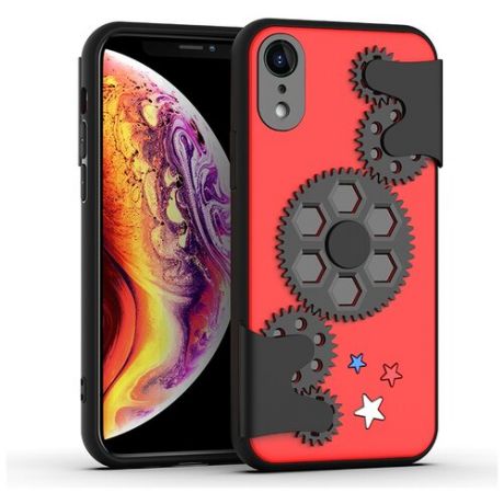 Чехол силиконовый для iPhone XR 6.1" Spinner series (антистресс) красный с черным