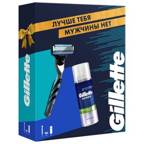 Набор Gillette бритва Mach3 с 1 сменной кассетой с 3 лезвиями, пена для бритья