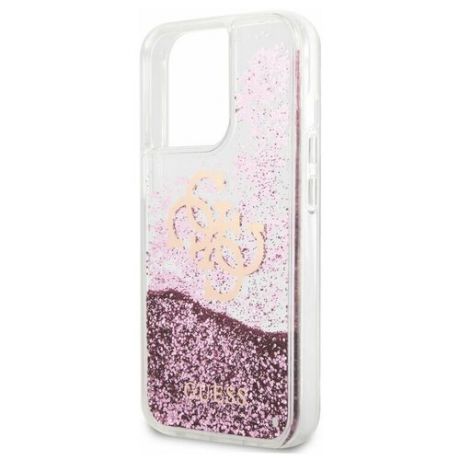 Guess для iPhone 13 Pro чехол Liquid Glitter 4G Big logo Hard Pink