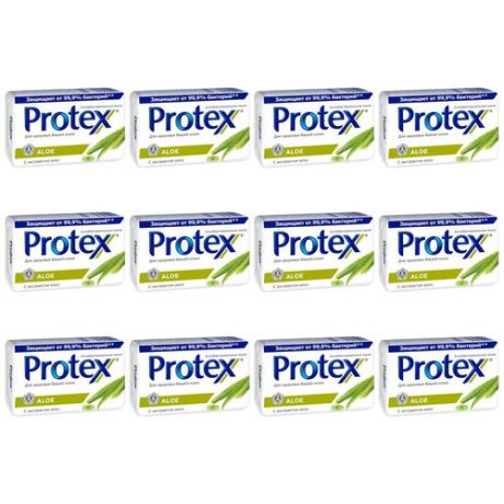 PROTEX Туалетное антибактериальное мыло ALOE 90г, 12 штук