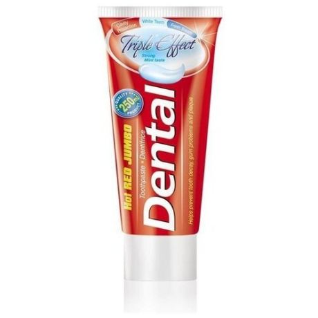 Зубная паста Dental Hot Red Jumbo Triple effect. Тройной эффект Rubella, 250 мл