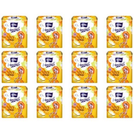 BELLA Прокладки гигиенические супертонкие FOR TEENS Energy 10шт, 12 упаковок