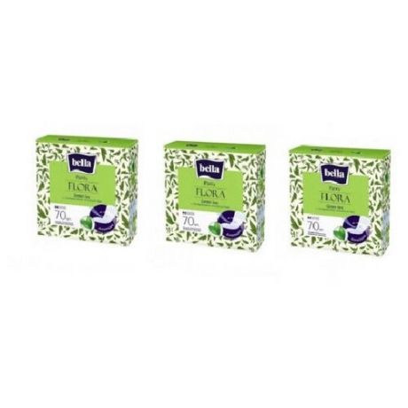 Прокладки ежедневные panty flora green tea BELLA, c экстрактом зеленого чая, 70 шт./уп 3 упаковки
