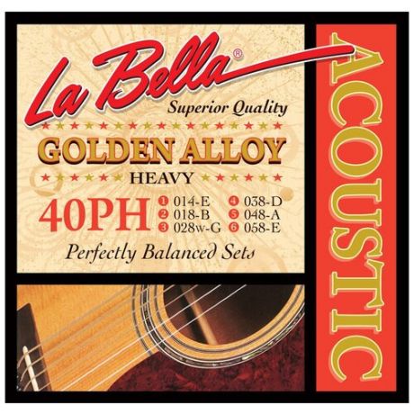 40PH Комплект струн для акустической гитары 14-58 La Bella