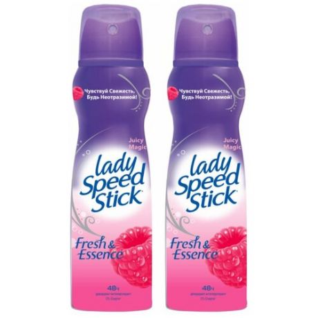 Lady Speed Stick Дезодорант- антиперспирант Fresh&Essence "Juicy magic Малина", 2х150 мл