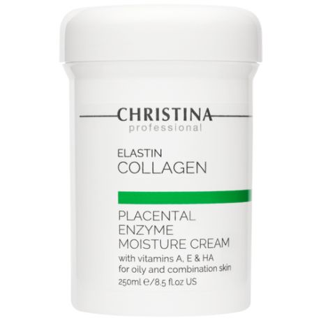 Крем для лица Christina Elastin Collagen Placental Enzyme Moisture Cream with Vitamins A, E & HA for oily and combination skin увлажняющий, с витаминами А, Е и гиалуроновой кислотой, для жирной и комбинированной кожи, 250 мл