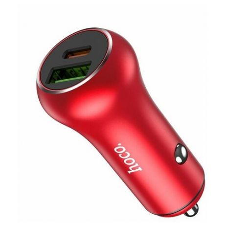 Автомобильное зарядное устройство (АЗУ) Hoco Z38 QC 3.0 (USB+Type-C), 3 А, красный