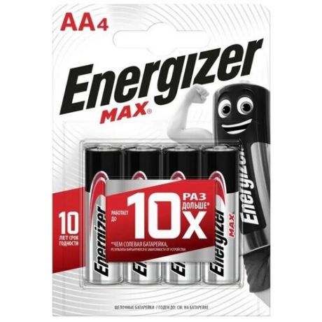Energizer Max LR06 Батарейки/батарейка алкалиновая пальчиковая типа AA/ 4шт блистер
