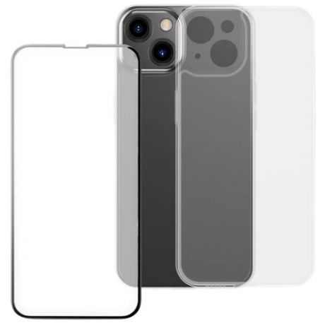 Комплект: Противоударный чехол + защитное стекло для Apple iPhone 13 Mini / Айфон 13 мини / Накладка / бампер с защитой камеры